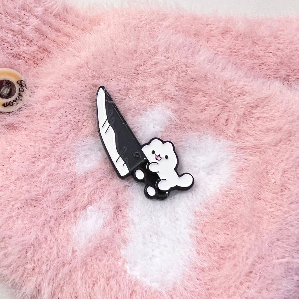 Cat with Knife Enamel Pin